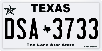 TX license plate DSA3733