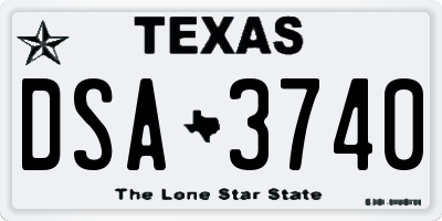 TX license plate DSA3740