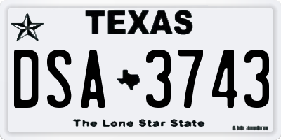 TX license plate DSA3743