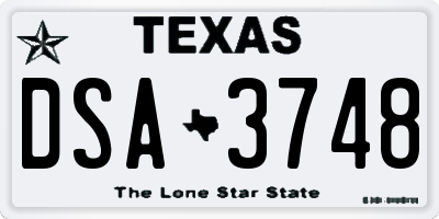 TX license plate DSA3748