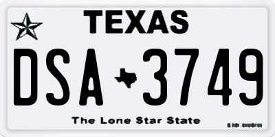 TX license plate DSA3749