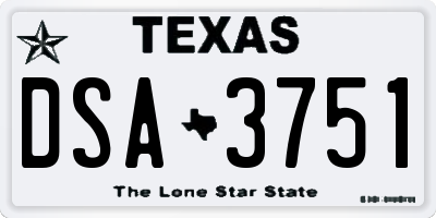 TX license plate DSA3751
