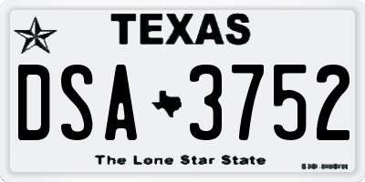 TX license plate DSA3752
