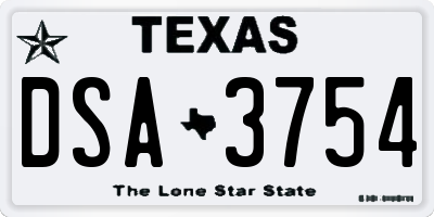 TX license plate DSA3754