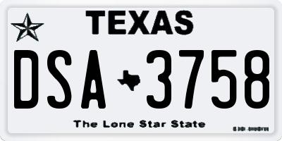 TX license plate DSA3758