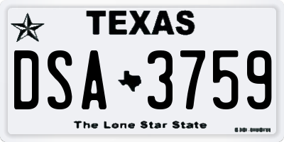 TX license plate DSA3759