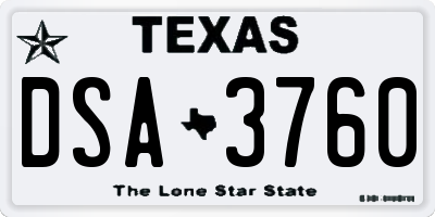TX license plate DSA3760
