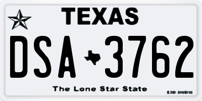 TX license plate DSA3762