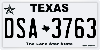 TX license plate DSA3763
