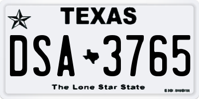 TX license plate DSA3765