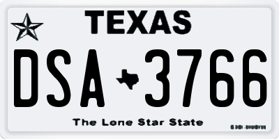 TX license plate DSA3766