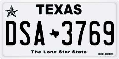 TX license plate DSA3769
