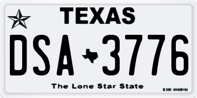 TX license plate DSA3776