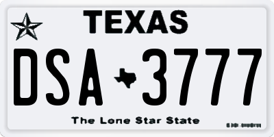 TX license plate DSA3777