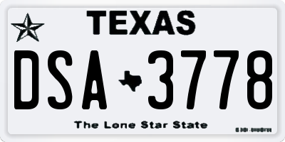 TX license plate DSA3778