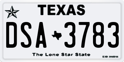 TX license plate DSA3783