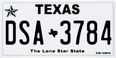 TX license plate DSA3784