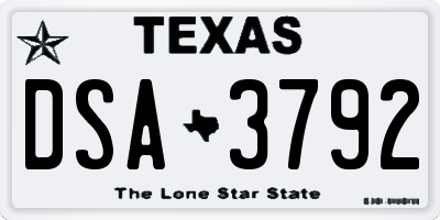 TX license plate DSA3792