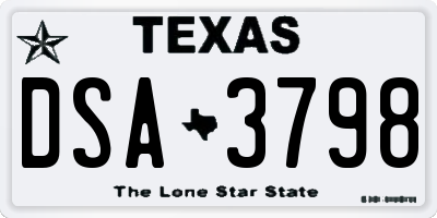 TX license plate DSA3798