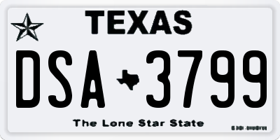 TX license plate DSA3799