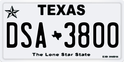 TX license plate DSA3800