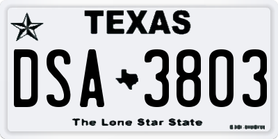 TX license plate DSA3803