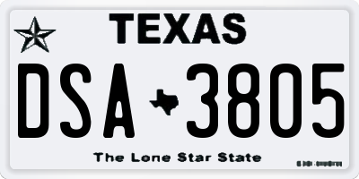 TX license plate DSA3805