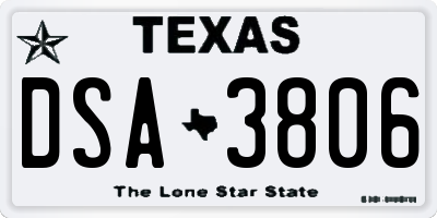 TX license plate DSA3806