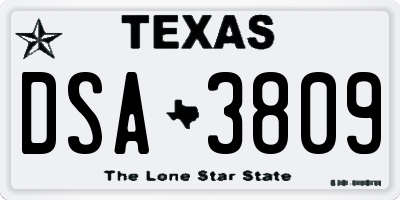 TX license plate DSA3809