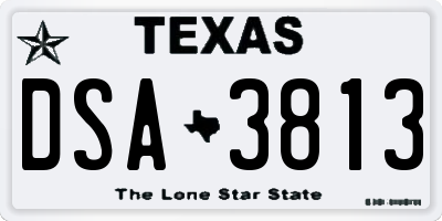 TX license plate DSA3813