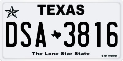 TX license plate DSA3816