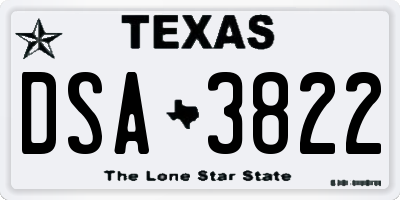 TX license plate DSA3822