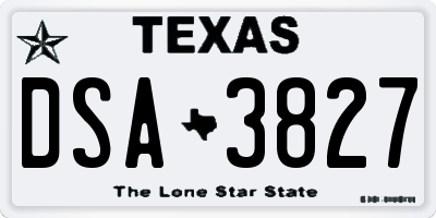 TX license plate DSA3827