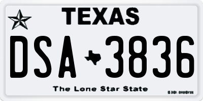 TX license plate DSA3836