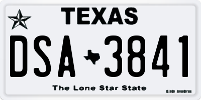 TX license plate DSA3841