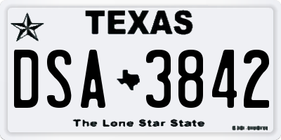 TX license plate DSA3842