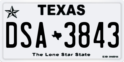 TX license plate DSA3843