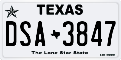 TX license plate DSA3847