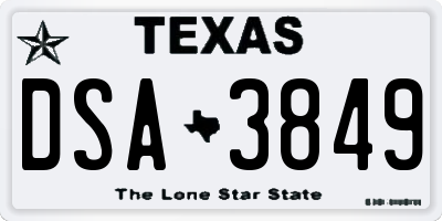 TX license plate DSA3849