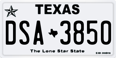 TX license plate DSA3850