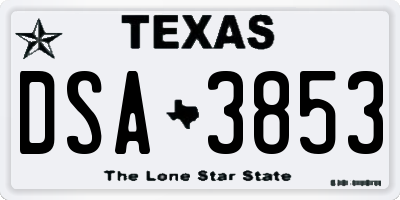 TX license plate DSA3853