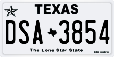 TX license plate DSA3854