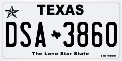 TX license plate DSA3860