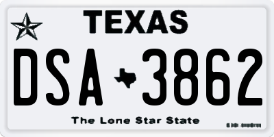 TX license plate DSA3862