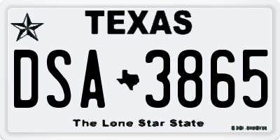 TX license plate DSA3865