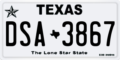 TX license plate DSA3867