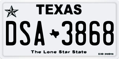TX license plate DSA3868