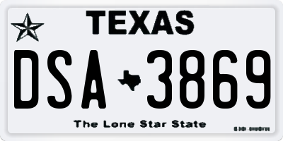 TX license plate DSA3869