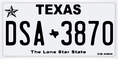 TX license plate DSA3870