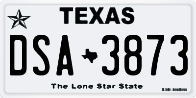 TX license plate DSA3873